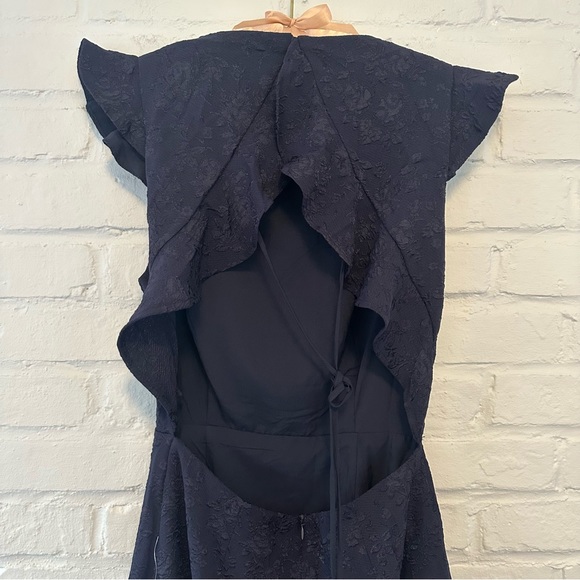 NEW Lulu’s Sophisticated Soirée Jacquard Dress in Navy Blue - Picture 6 of 7